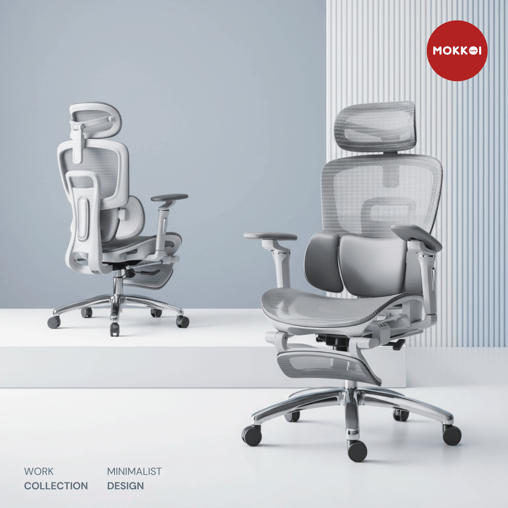 เก้าอี้ทำงานเพื่อสุขภาพ MOKKOI HOME รุ่น X-360 MAX สีเทา ปรับที่วางแขนได้